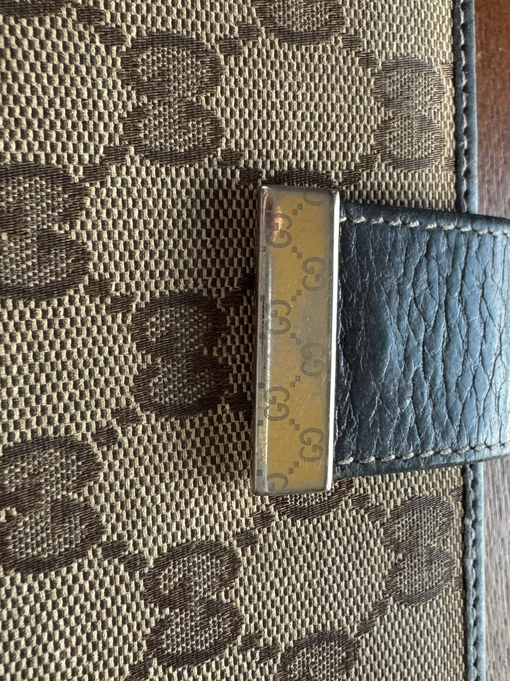 Gucci Vintage GG Monogram Brown/Tan Leather/Canvas Continental Wallet w/COA - Picture 2 of 16